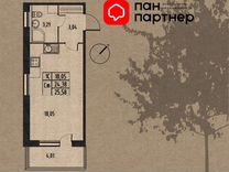 Квартира-студия, 25,6 м², 2/5 эт.