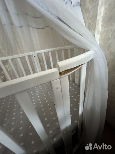 Детская кроватка трансформер круглая