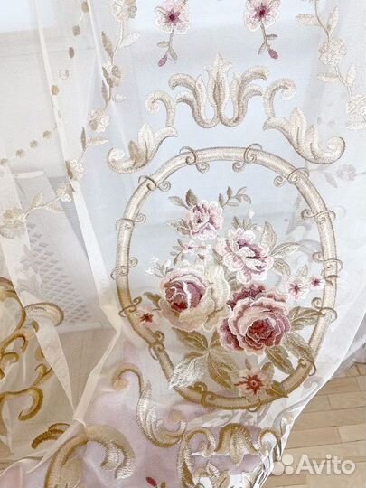 Тюль Италия оригинал Розы вышивка Барокко Прованс