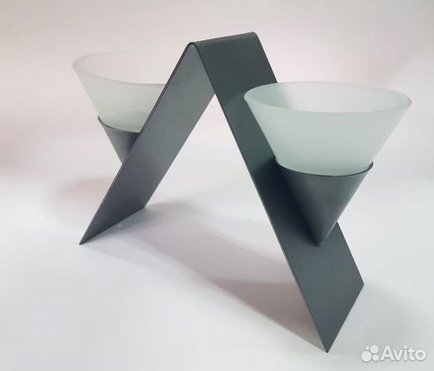 Подсвечник металл/стекло