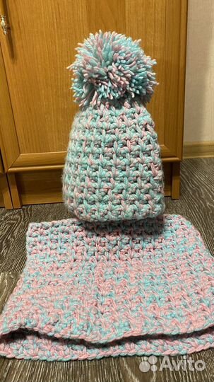 Комплект шапка и снуд ручной вязки