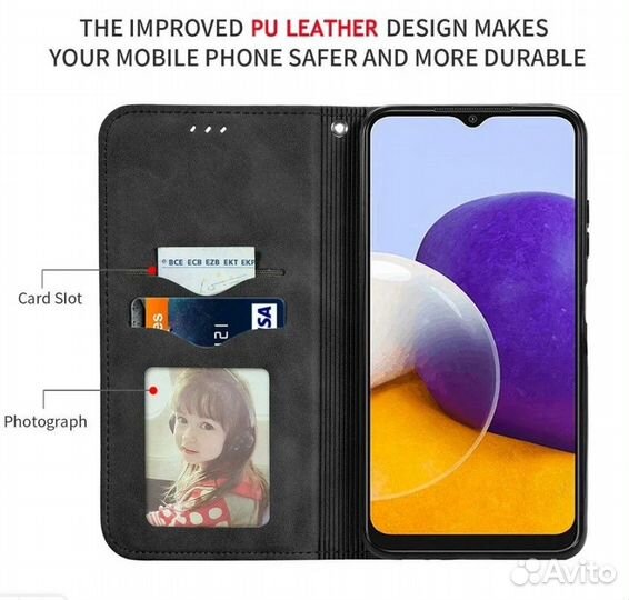 Кожаный чехол-книжка poco M6 Pro