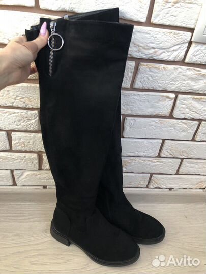 Сапоги высокие замш, очень красивые