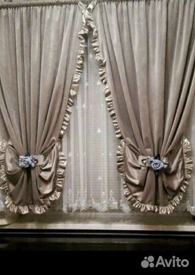 Шторы дизайнерские бархатные,укороченные