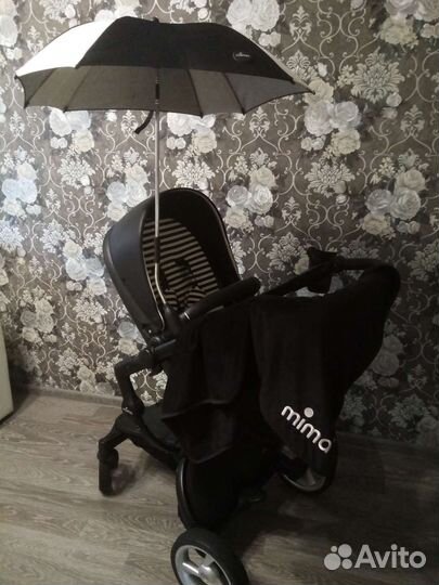 Коляска 2в1 mima xari черно-белая