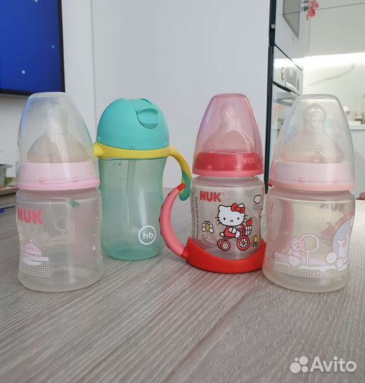 Бутылочки Nuk, поильник Happy Baby