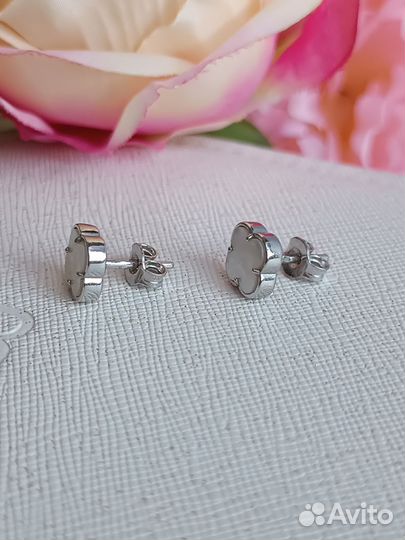 Серьги клевер перламутровые