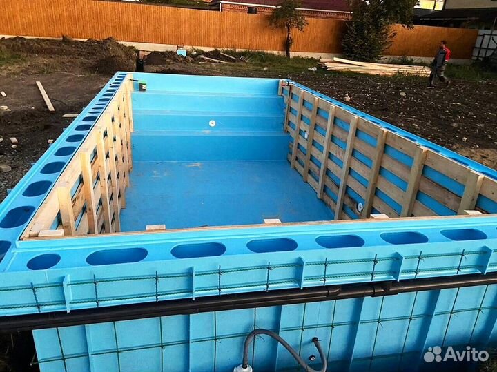 Бассейн из пластика переливной 6x3