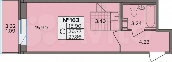 Квартира-студия, 27,9 м², 7/9 эт.