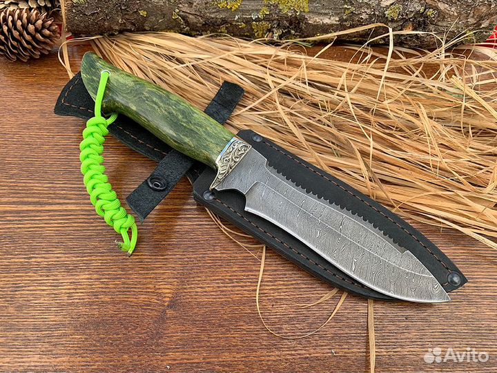 Нож туристический из дамасской стали