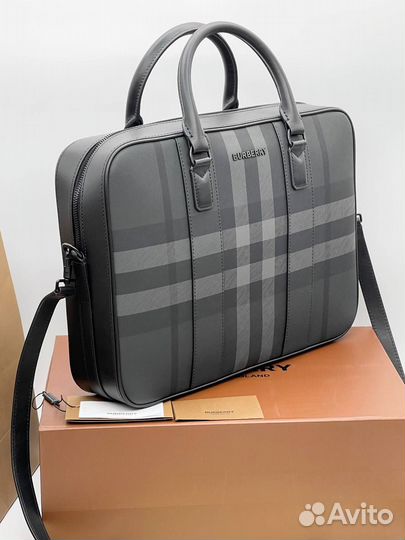 Мужская кожаная деловая сумка портфель Burberry