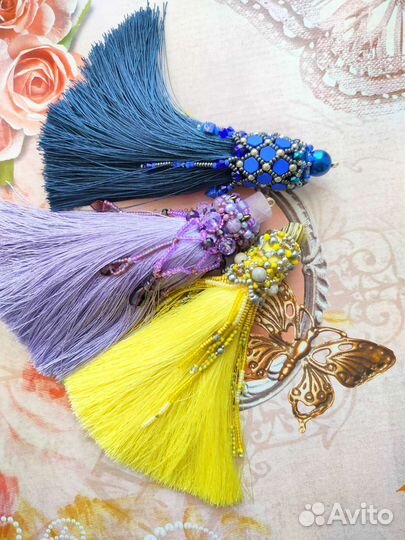 Кисти из бисера для шкатулок, комодов, сумочек