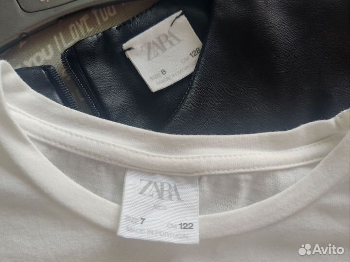 Кожаное платье и лонгслив zara 7-8 лет