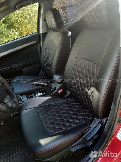 Авточехлы Mitsubishi Lancer X с 2007г экокожа ромб