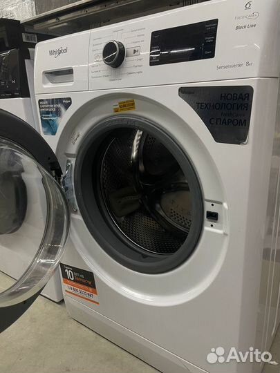 Стиральная машина узкая Whirlpool 8 кг, инвертор