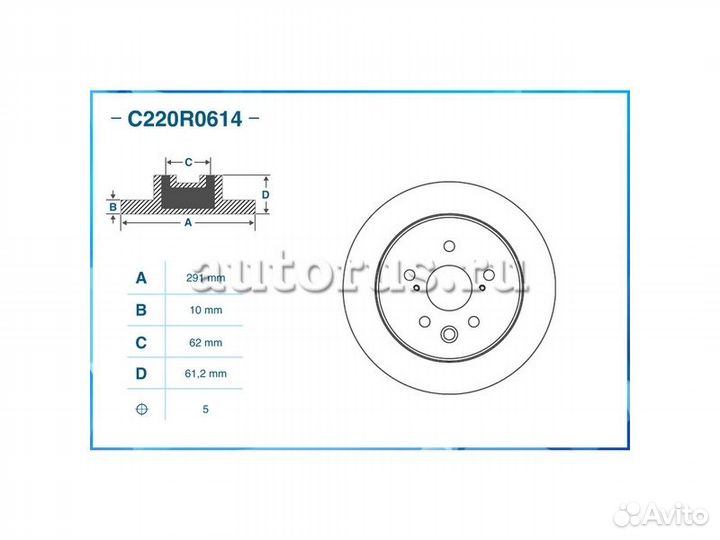 Тормозной диск задний cworks C220R0614