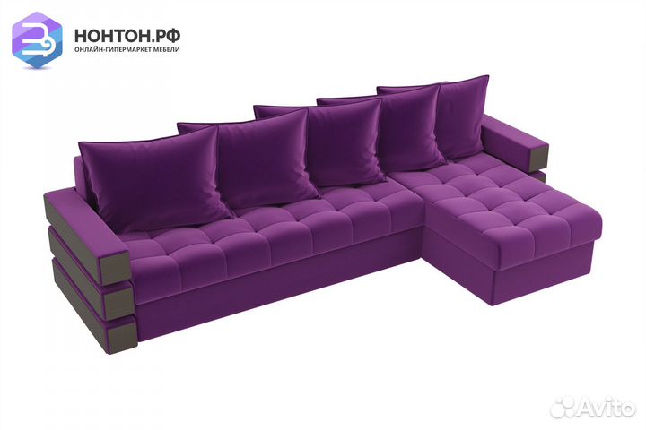 Диван угловой еврокнижка Венеция микровельвет фиол