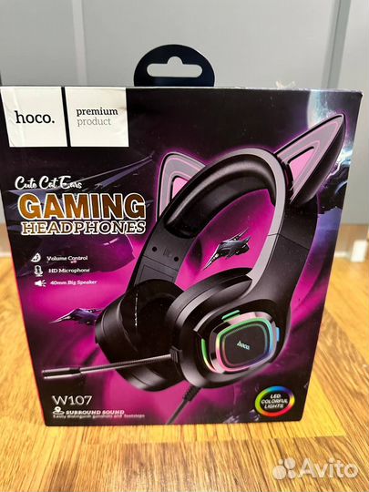 Проводные наушники hoco w107 cat gaming