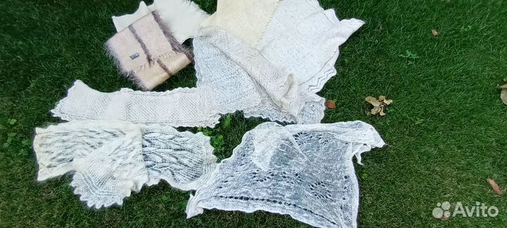 Пуховый платок,косынка, шаль СССР ручная работа