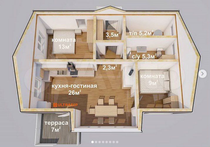 Дом 72 м² на участке 4 сот.