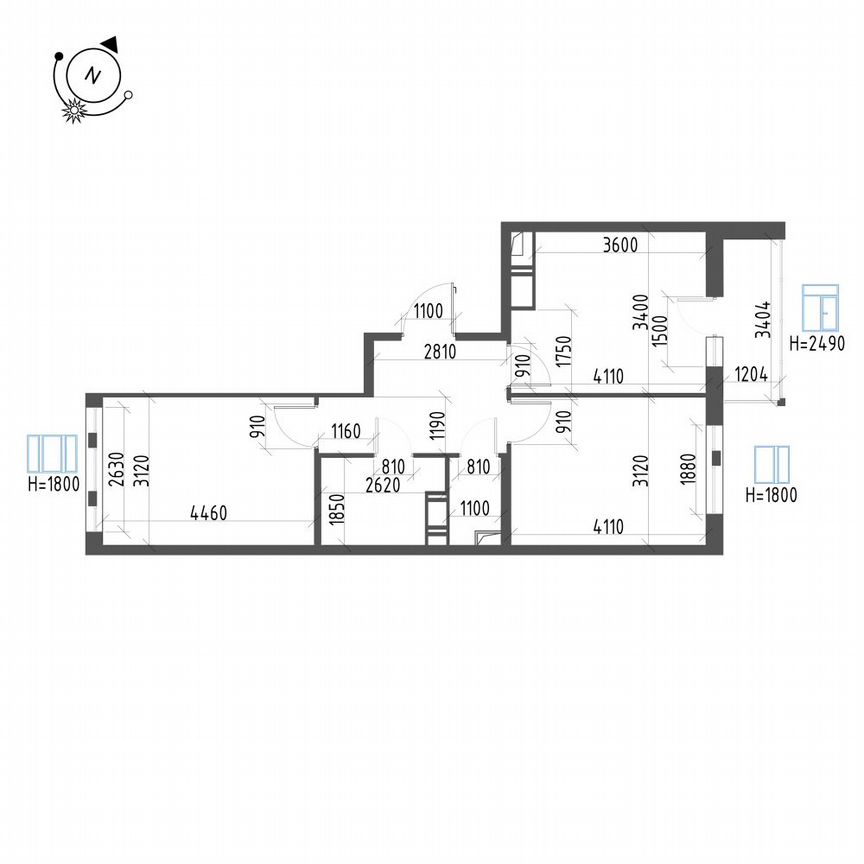 2-к. квартира, 56,4 м², 5/12 эт.
