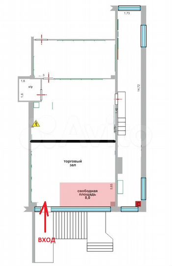 Свободного назначения, 8 м²
