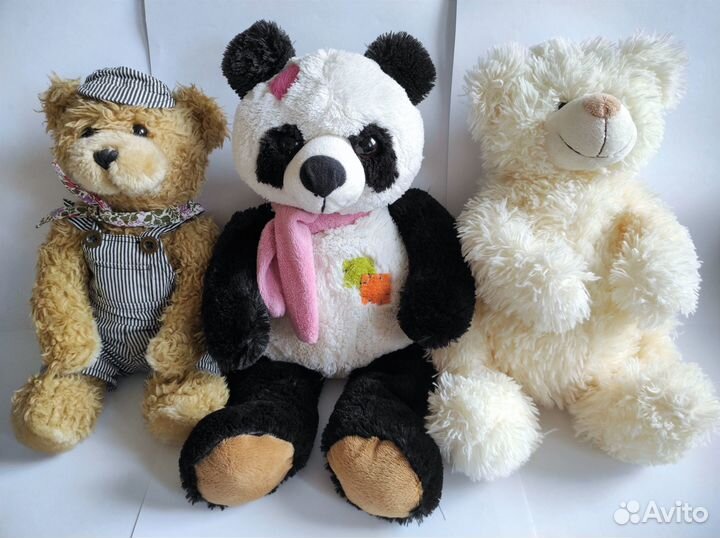 Мишки из коллекции панда белый рыжий в комбинезоне