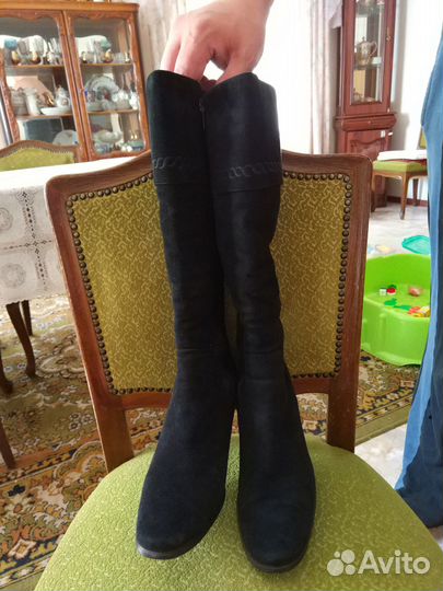 Сапоги зимние замшевые