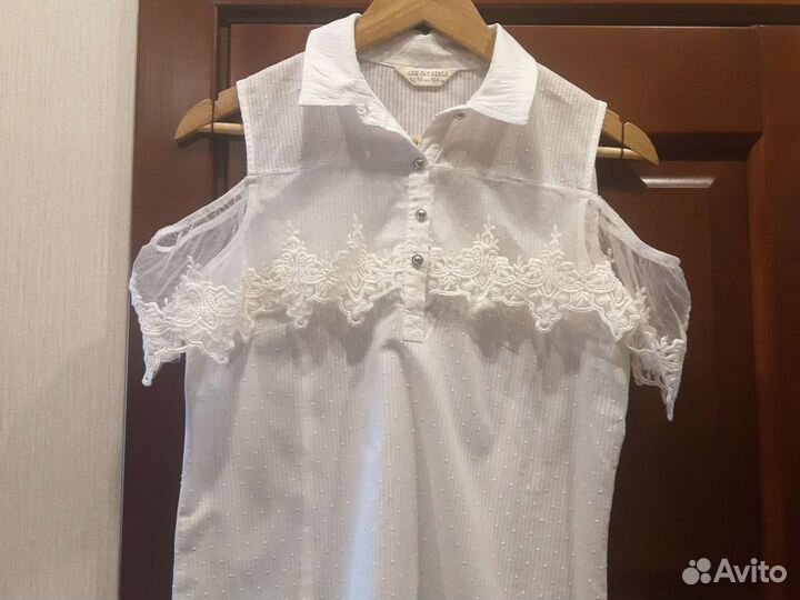 Блузка белая для девочек,164см