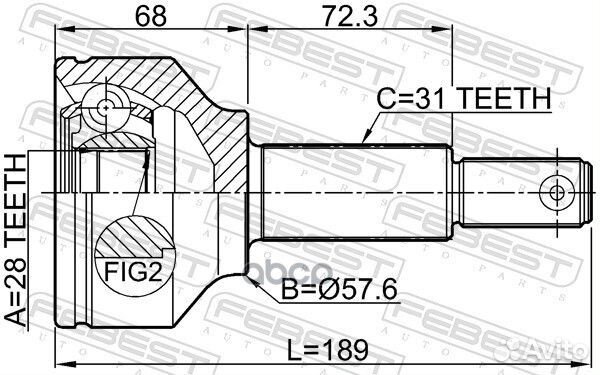 ШРУС ford transit 14- нар. 2110-TTF Febest