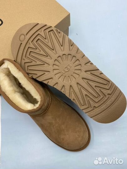 Классические мини UGG рыжие женские с мехом