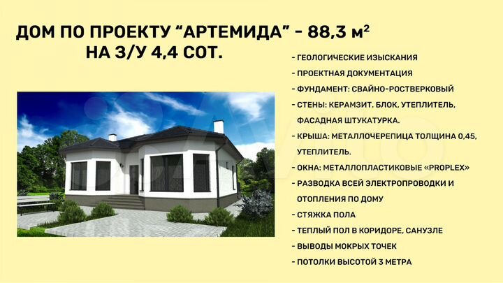 Дом 88,3 м² на участке 4,4 сот.