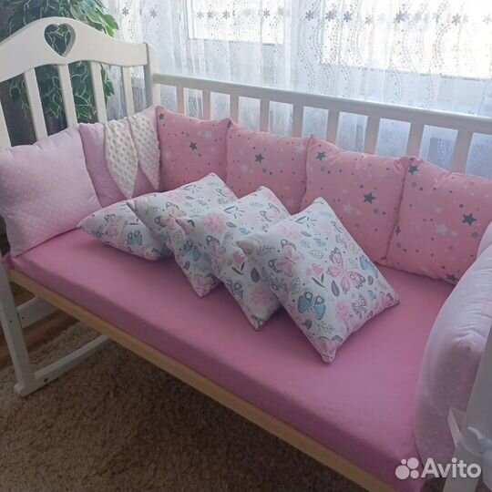 Бортики в кроватку для девочки