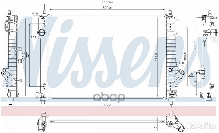 Радиатор chevrolet aveo 1.2/1.4/1.6 09- 61687 N