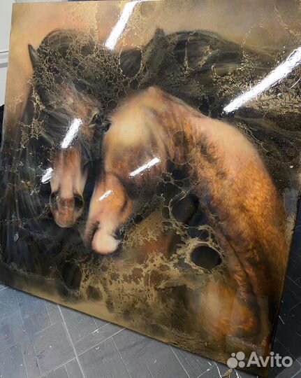 Интерьерная картина Лошади 120х120 см