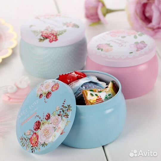 Набор 4 шт сувенирных баночек Сияние Мрамор 130 мл