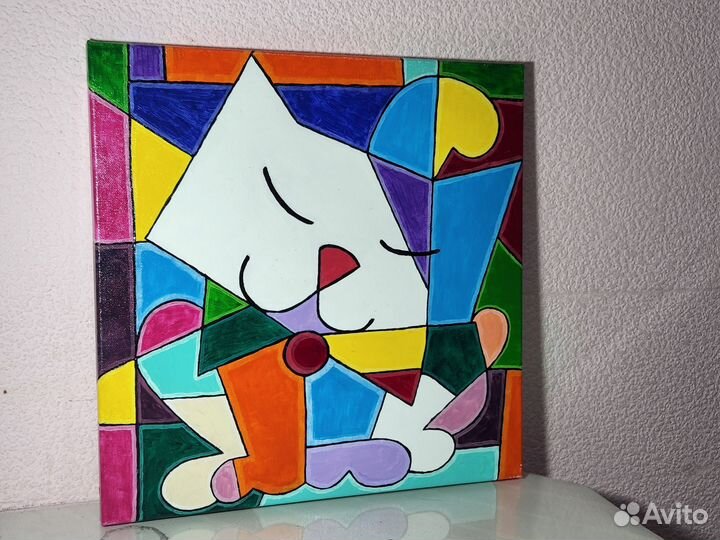 Интерьерная картина Котик, холст, 45*45