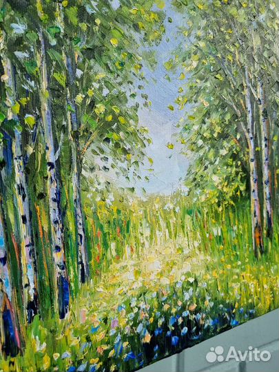 Картина маслом Берёзы пейзаж природа деревья