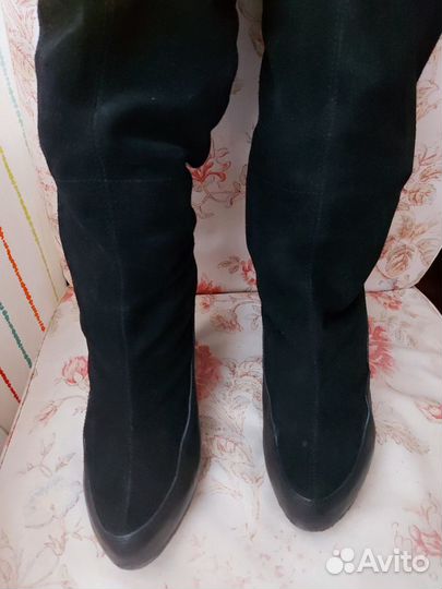 Сапоги ботфорты замша Adolfo Dominguez 36