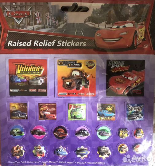Объемные наклейки Cars Disney 15 шт