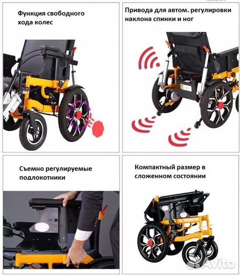 Электроколяска с с авто наклоном спинки и ног