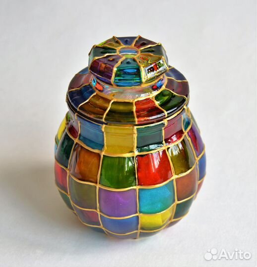 Баночка для специй с крышкой из цветного стекла