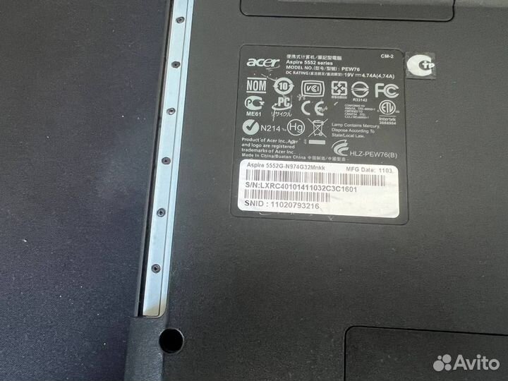 Ноутбук Acer aspire 5552g