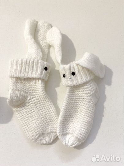 Шапка шлем «Журавлики» для новорожденного+носочки