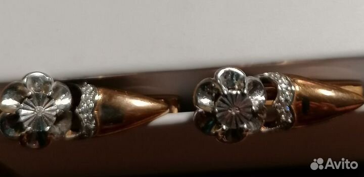 Серьги серебр. позолот. с Бриллиантами и фианитами