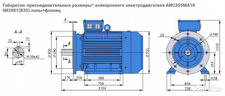 Электродвигатель евростандарта аис 110кВт/600об