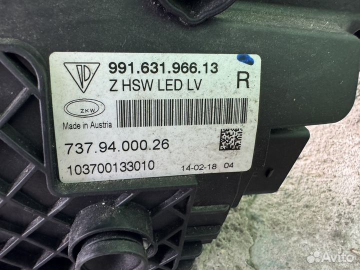 Правая фара Full LED Porsche 911 991