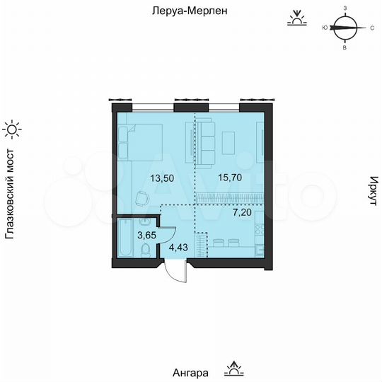 1-к. квартира, 44,9 м², 9/19 эт.