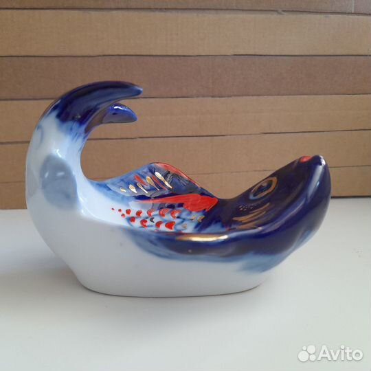 Икорница Рыбка, СССР, фарфор, лфз