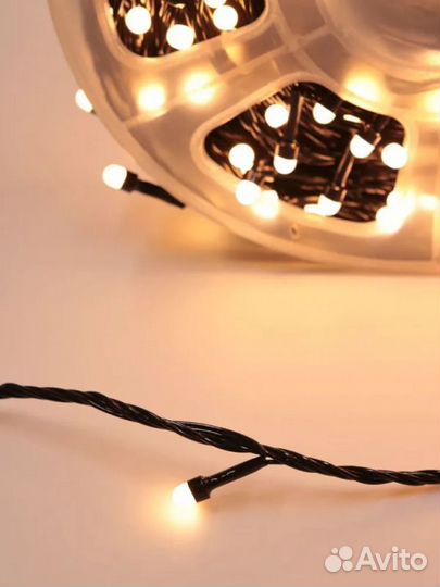 Гирлянда уличная желтый свет 50 мет